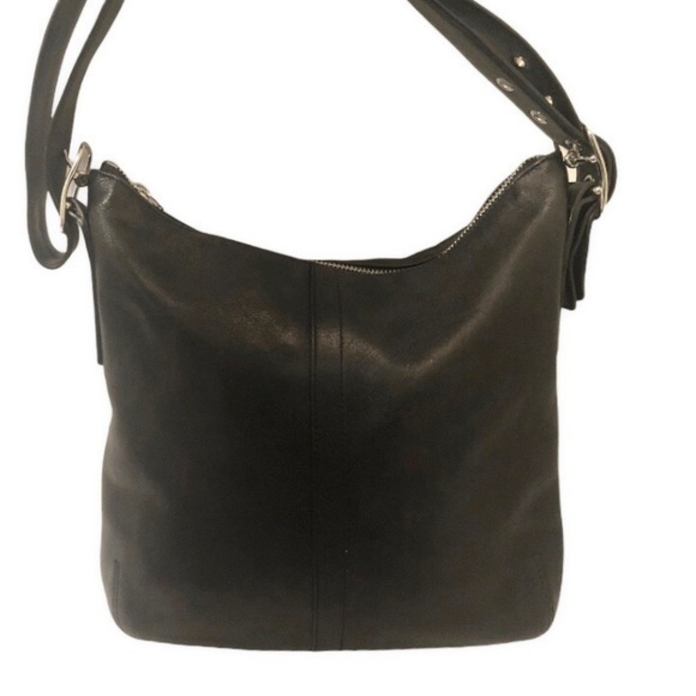 Coach black leather convertible duffel bag